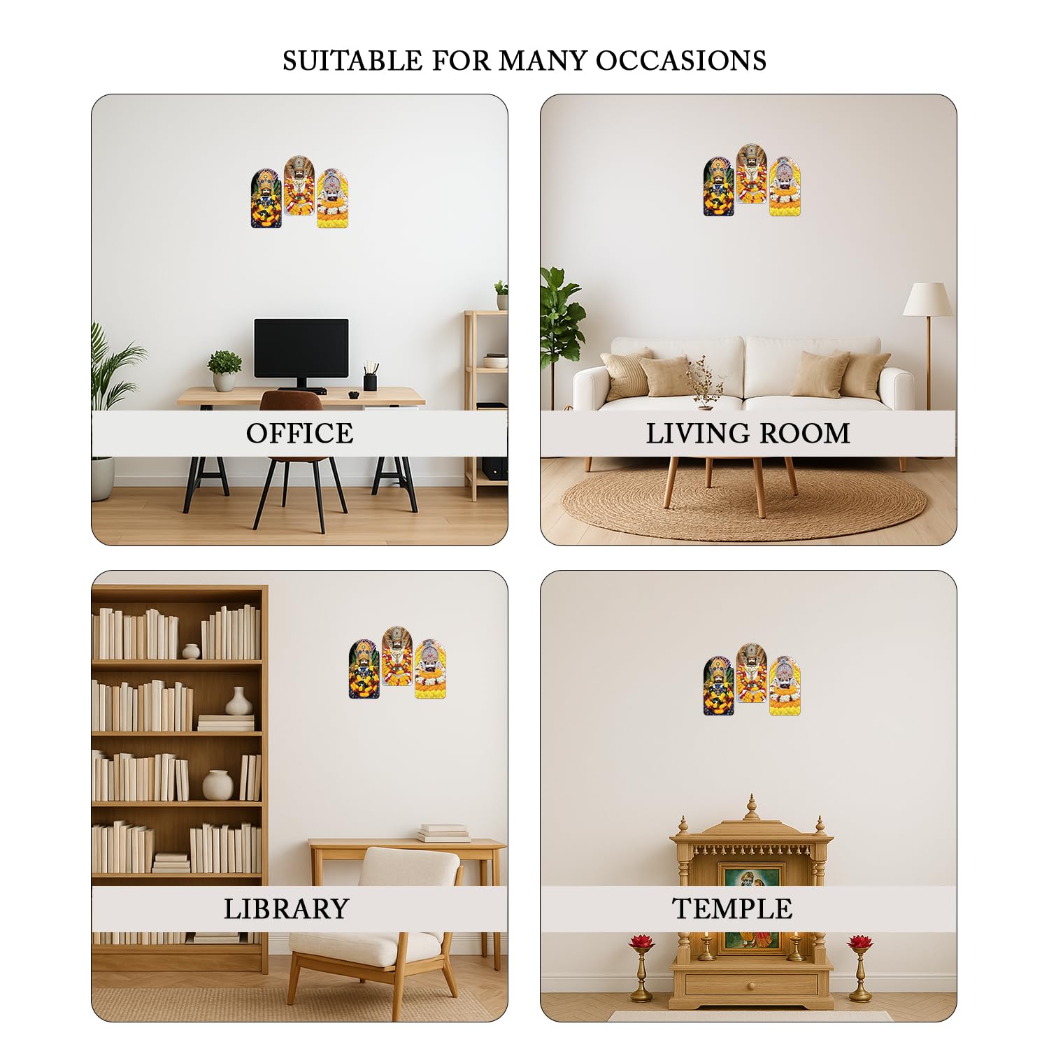 Hare Ka Sahara Baba Shyam Hamara Wall Hanging for Home, Living Room Divine Wall Art Set of 3 Pieces