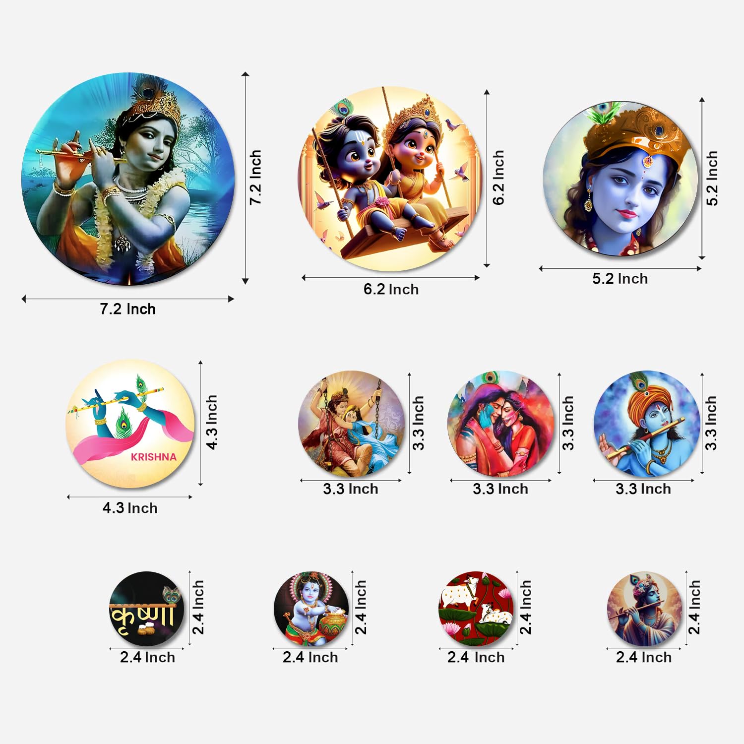 MDF Decorative Artwork Living Room Decoration Item for Home, Office - KBC1104 -Pack of 11 Pieces