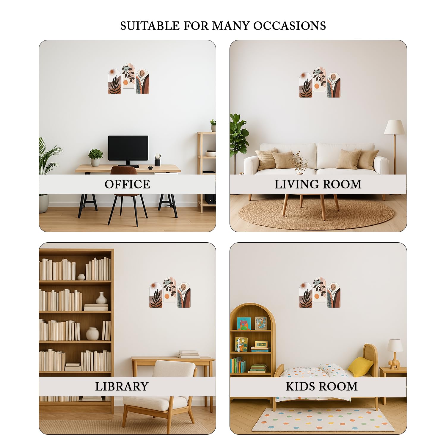 Abstract Plant Boho Botanical Art Print for Home Decor - Office - Gift Pack of 3 Pieces