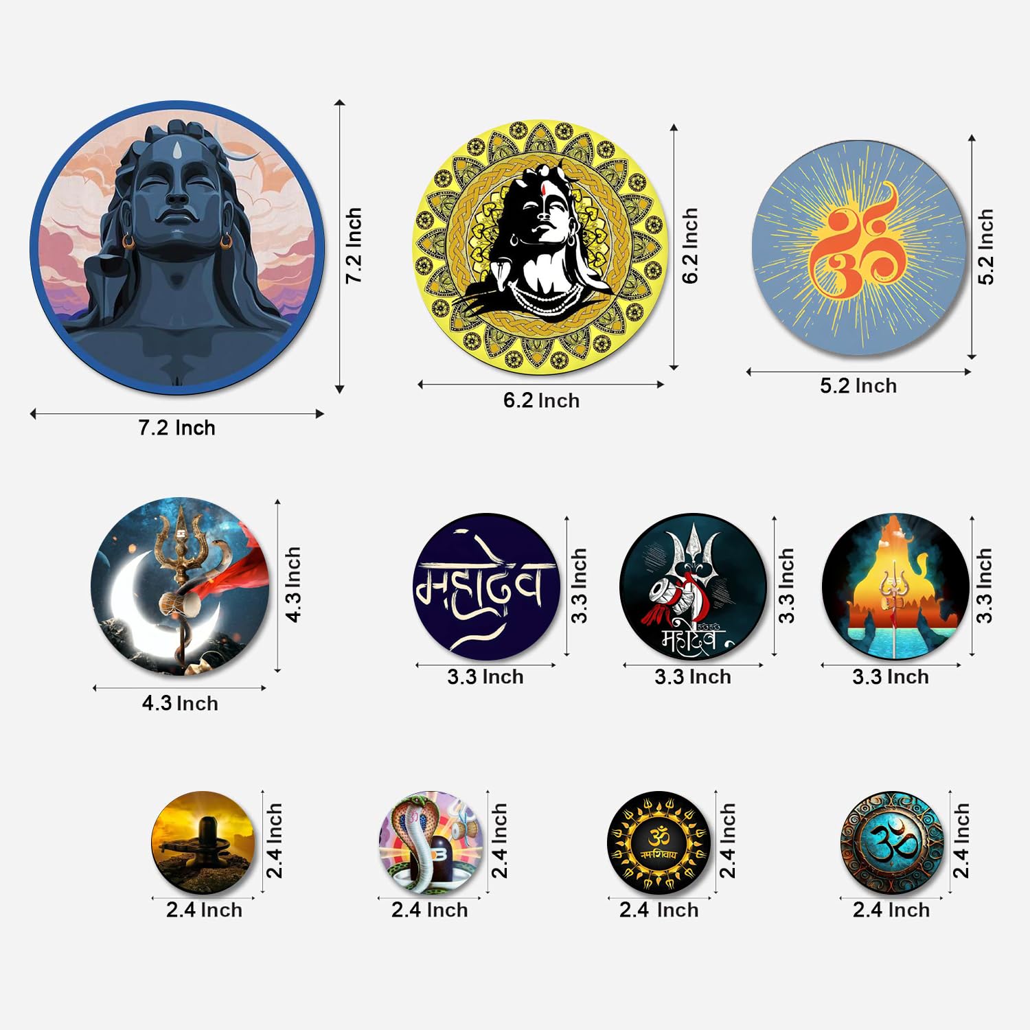 MDF Decorative Artwork Living Room Decoration Item for Home, Office - KBC1111 - Pack of 11 Pieces