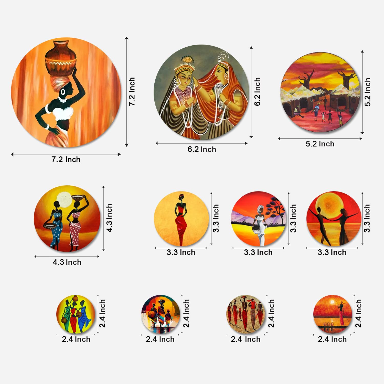 MDF Decorative Artwork Living Room Decoration Item for Home, Office - KBC1115 - Pack of 11 Pieces