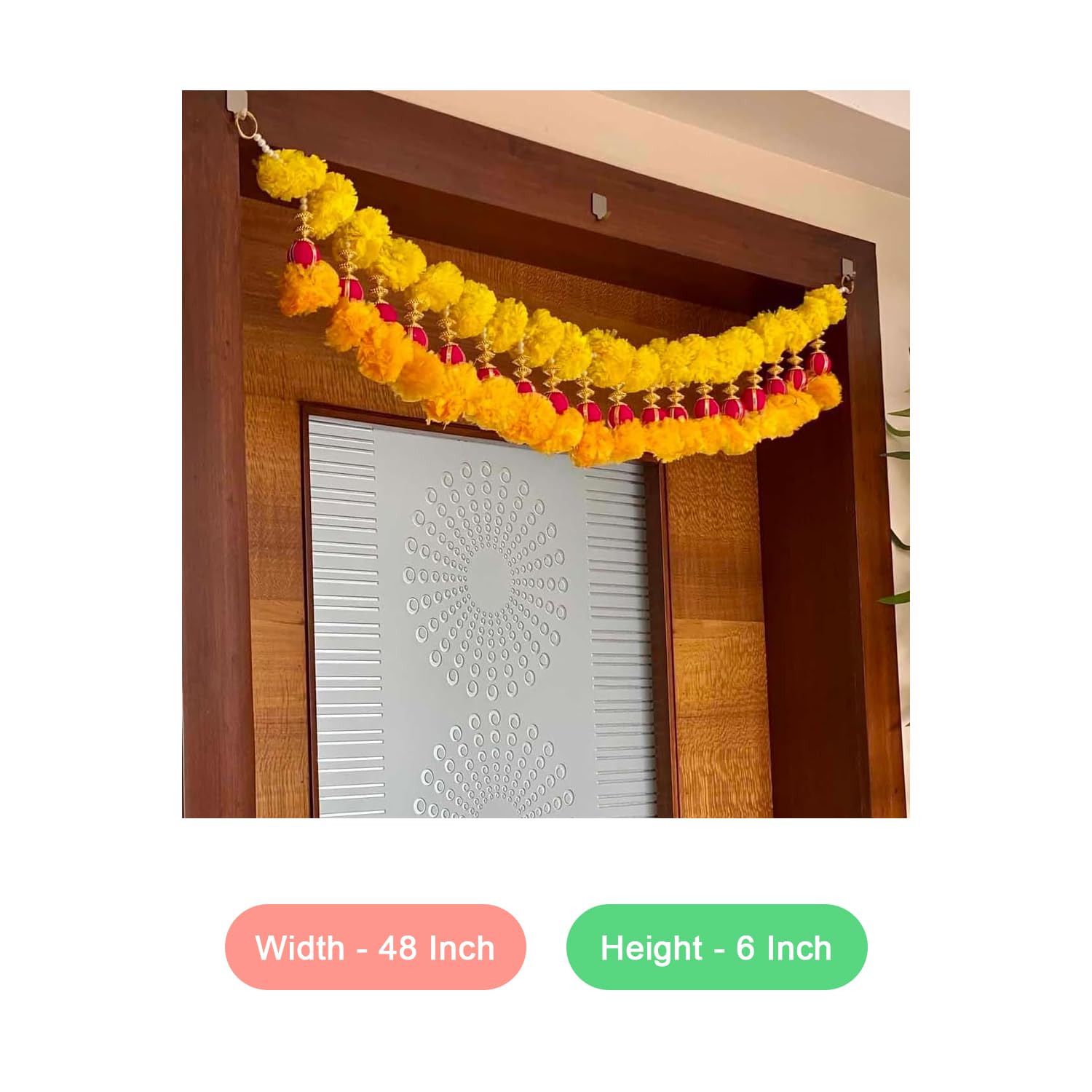 Handmade Plastic Beads Marigold Pink and Orange genda Traditional Door Hanging Bandarwal Toran for D