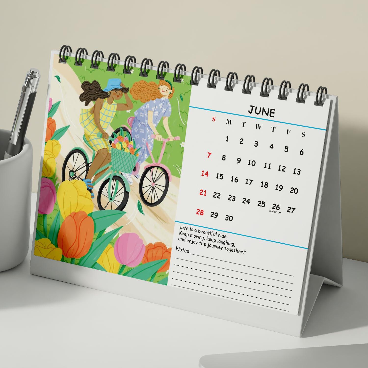  Click to see full view 2026 Mindfulness Desk Calendar – Floral & Nature Illustrations – 12 Month St