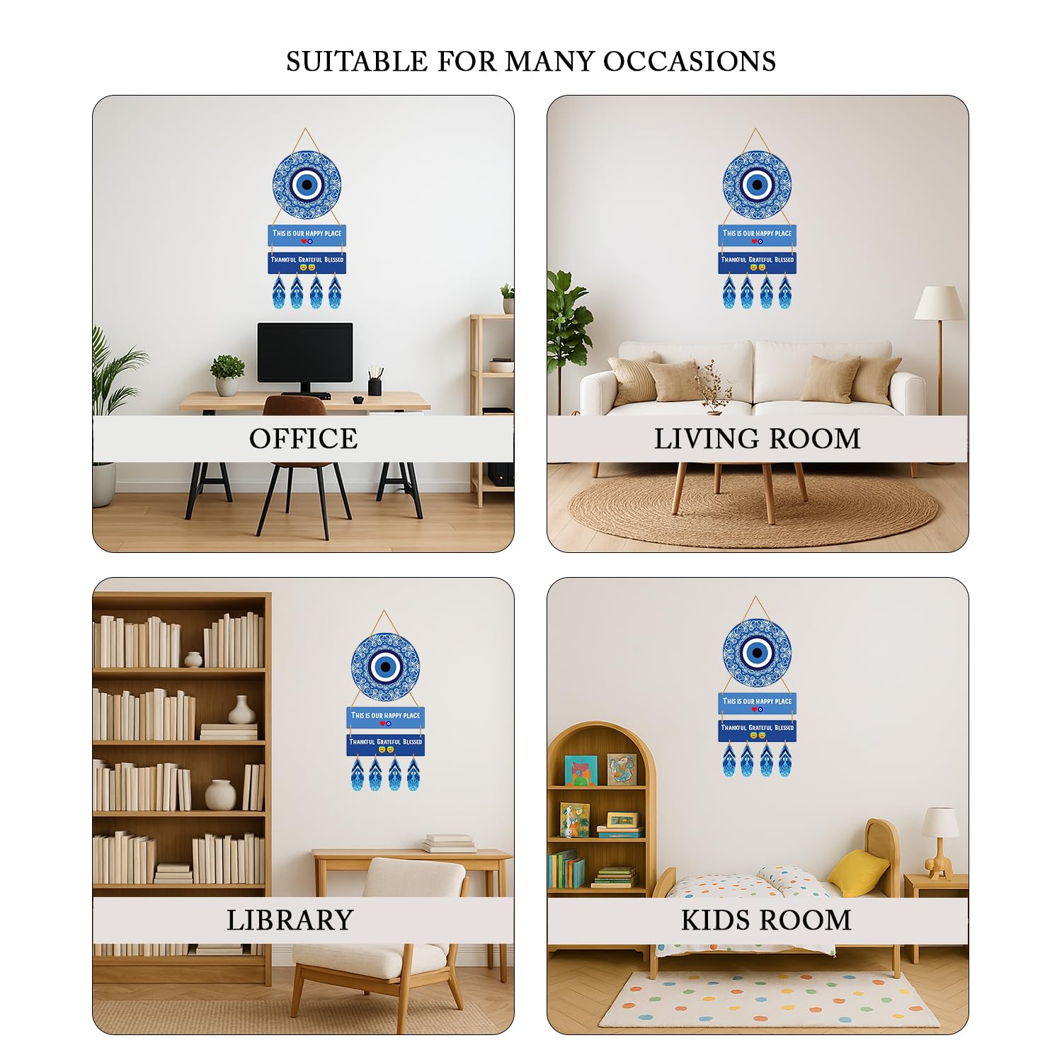 Engineered Wood Evil Eye Decorative Wall Art Hanging for Home Decoration,28 Cm