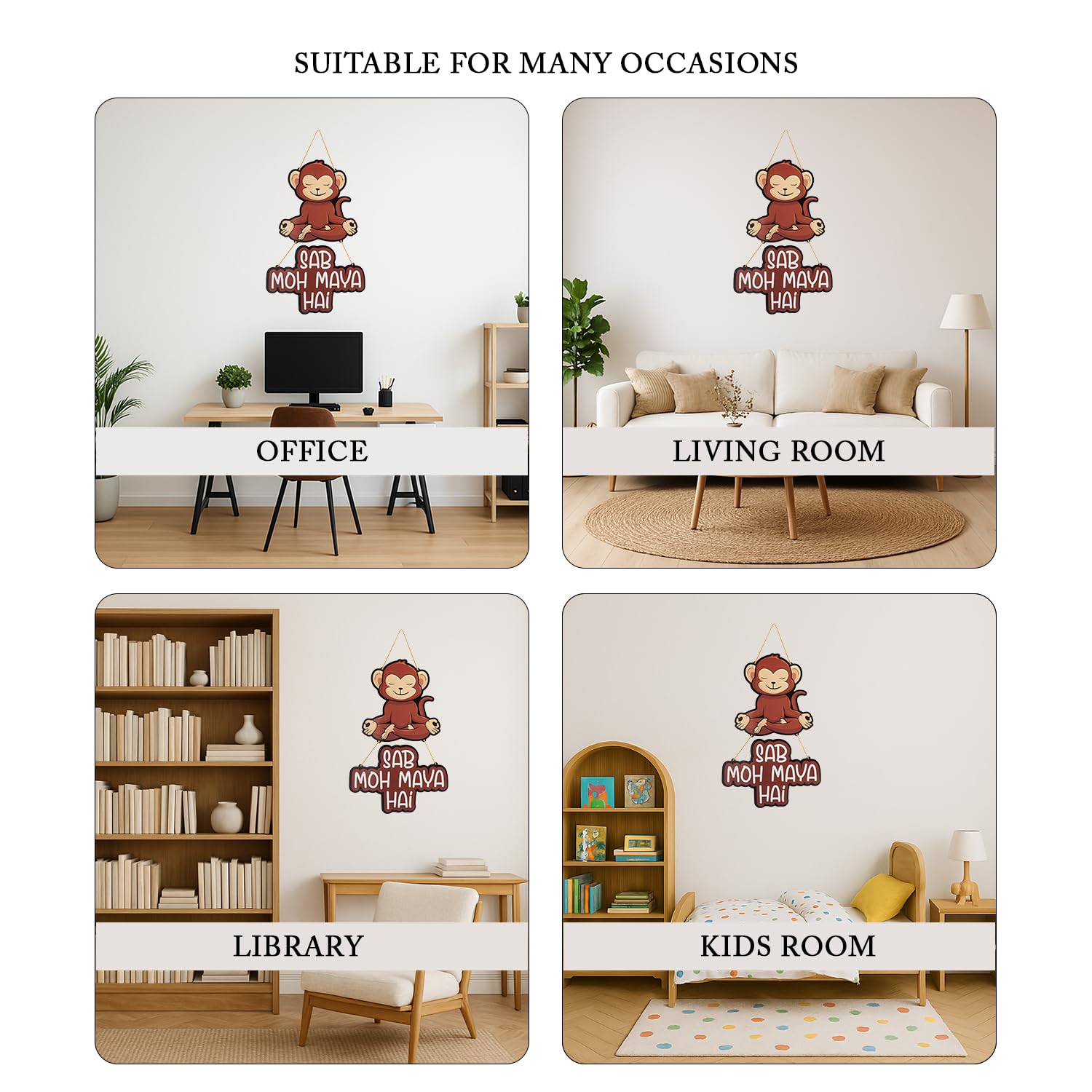 Quirky Monkey Thought Sab Moh Maya Hai Wall Hanging for Living Room, Home Decoration