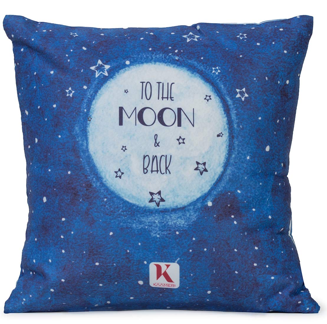 Valentines Day Gift, to The Moon and Back Quote Printed Cushion Cover with Filler(Blue 12 x 12) and 