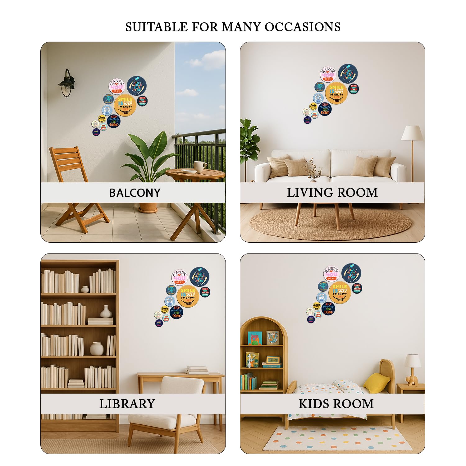 MDF Decorative Artwork Living Room Decoration Item for Home, Office - KBC1117 - Pack of 11 Pieces