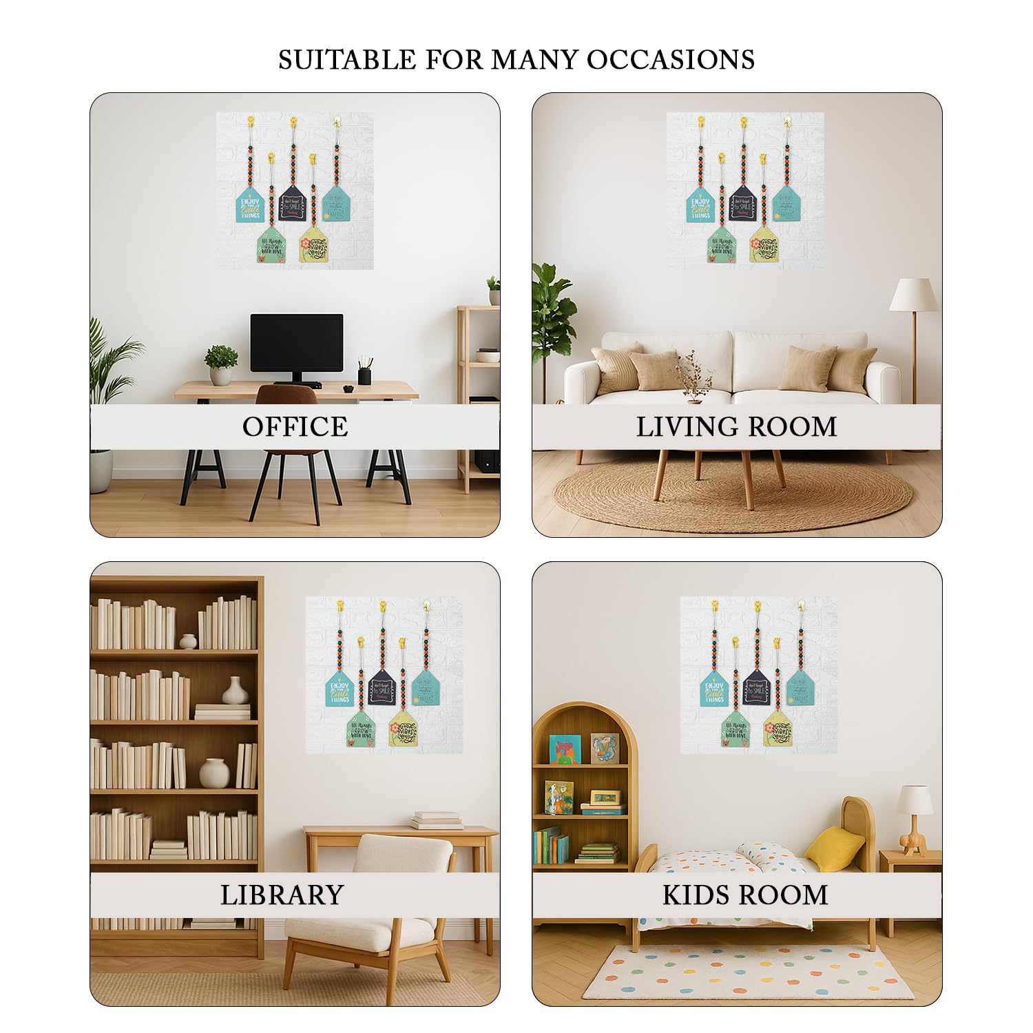 Beaded Wooden Huts set of 5 Quote Decorative Wall Art MDF Wooden Wall Hanger 