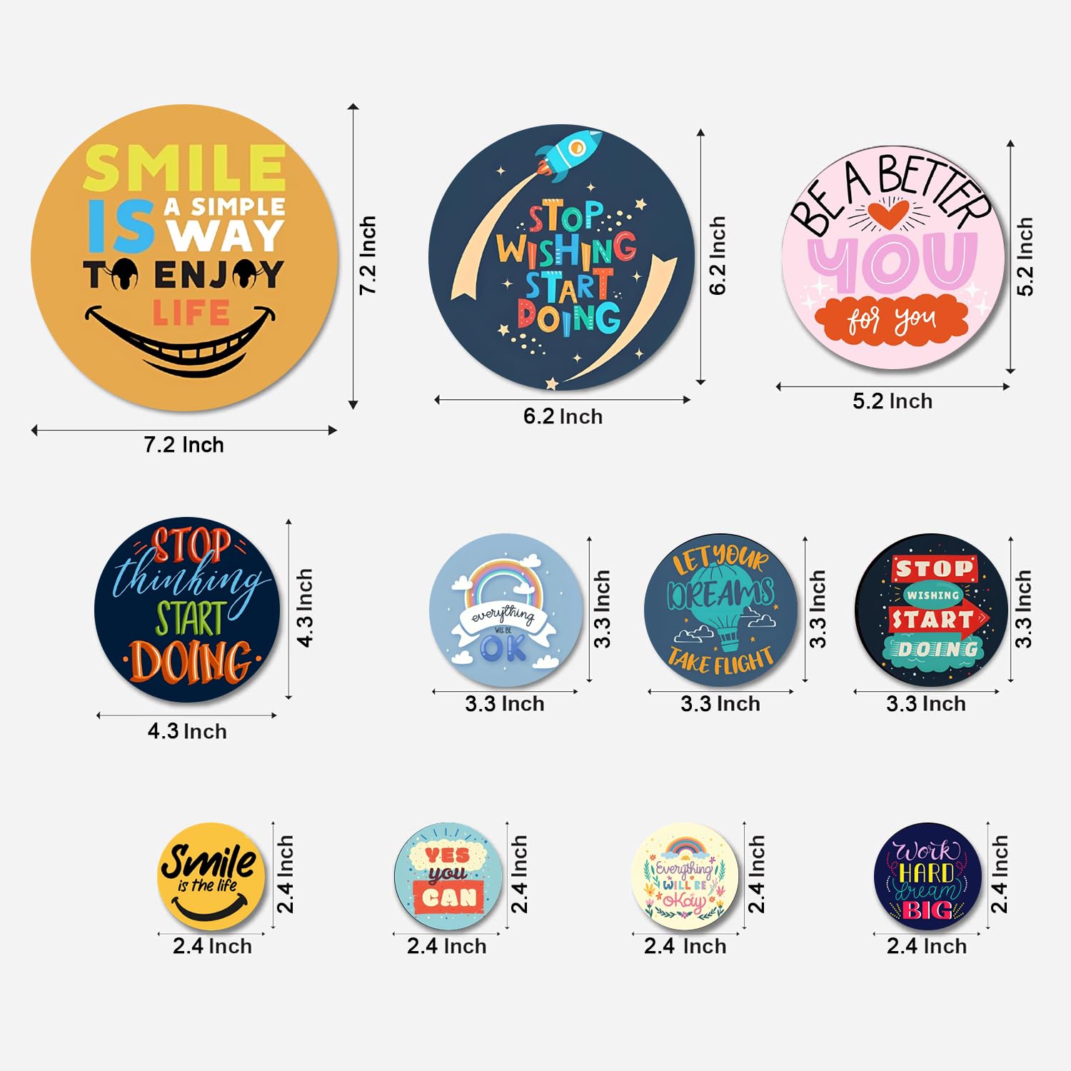 MDF Decorative Artwork Living Room Decoration Item for Home, Office - KBC1117 - Pack of 11 Pieces