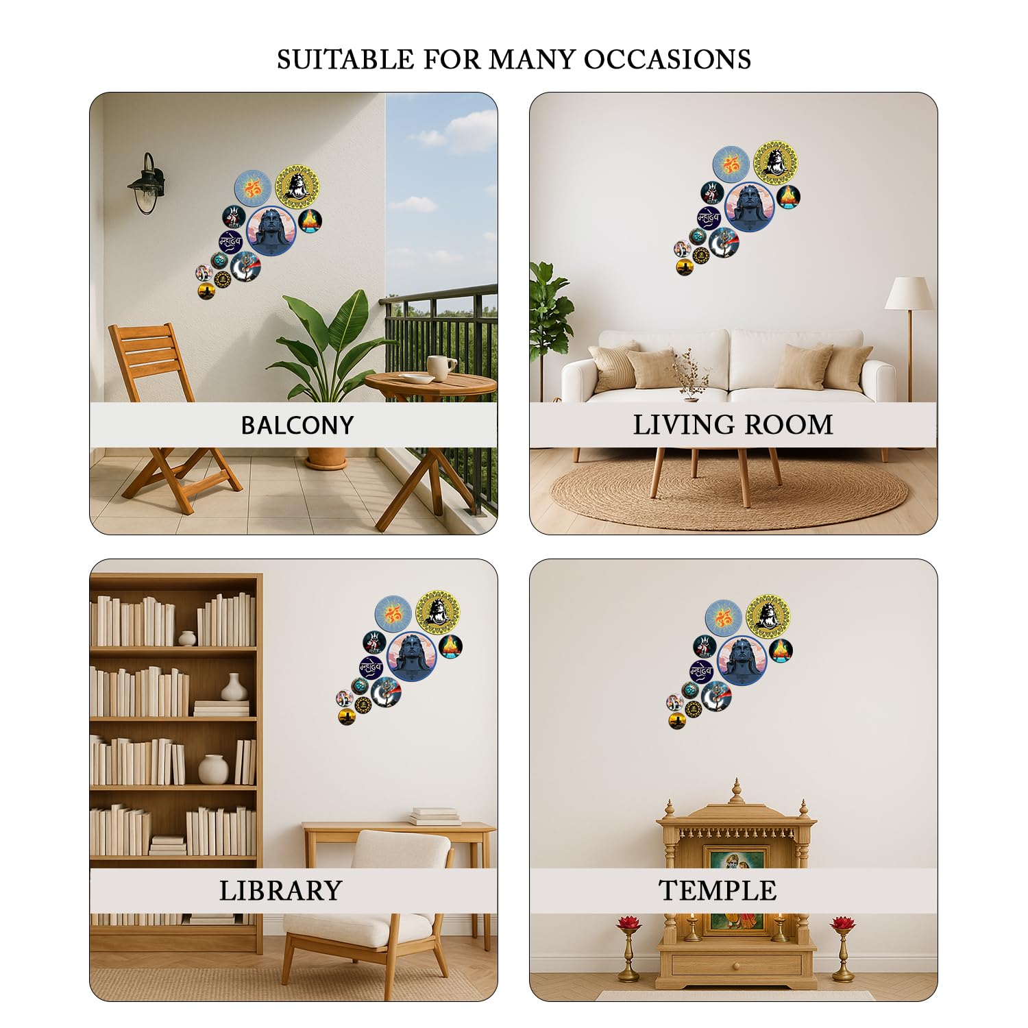 MDF Decorative Artwork Living Room Decoration Item for Home, Office - KBC1111 - Pack of 11 Pieces