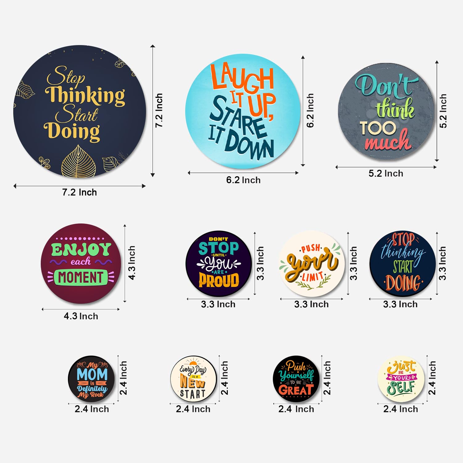 MDF Decorative Artwork Living Room Decoration Item for Home, Office - KBC1122 - Pack of 11 Pieces