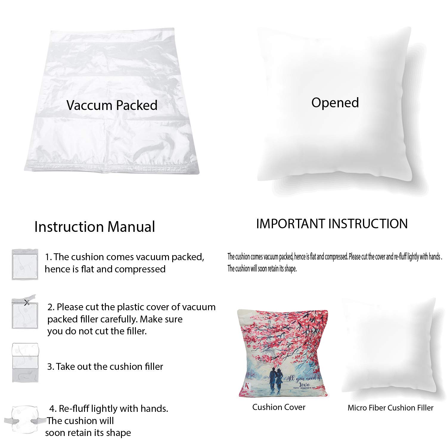 All You Need is Love Quote Pillow Cushion Cover with Filler 12x12 inches Birthday Gift for Hubby, Wi