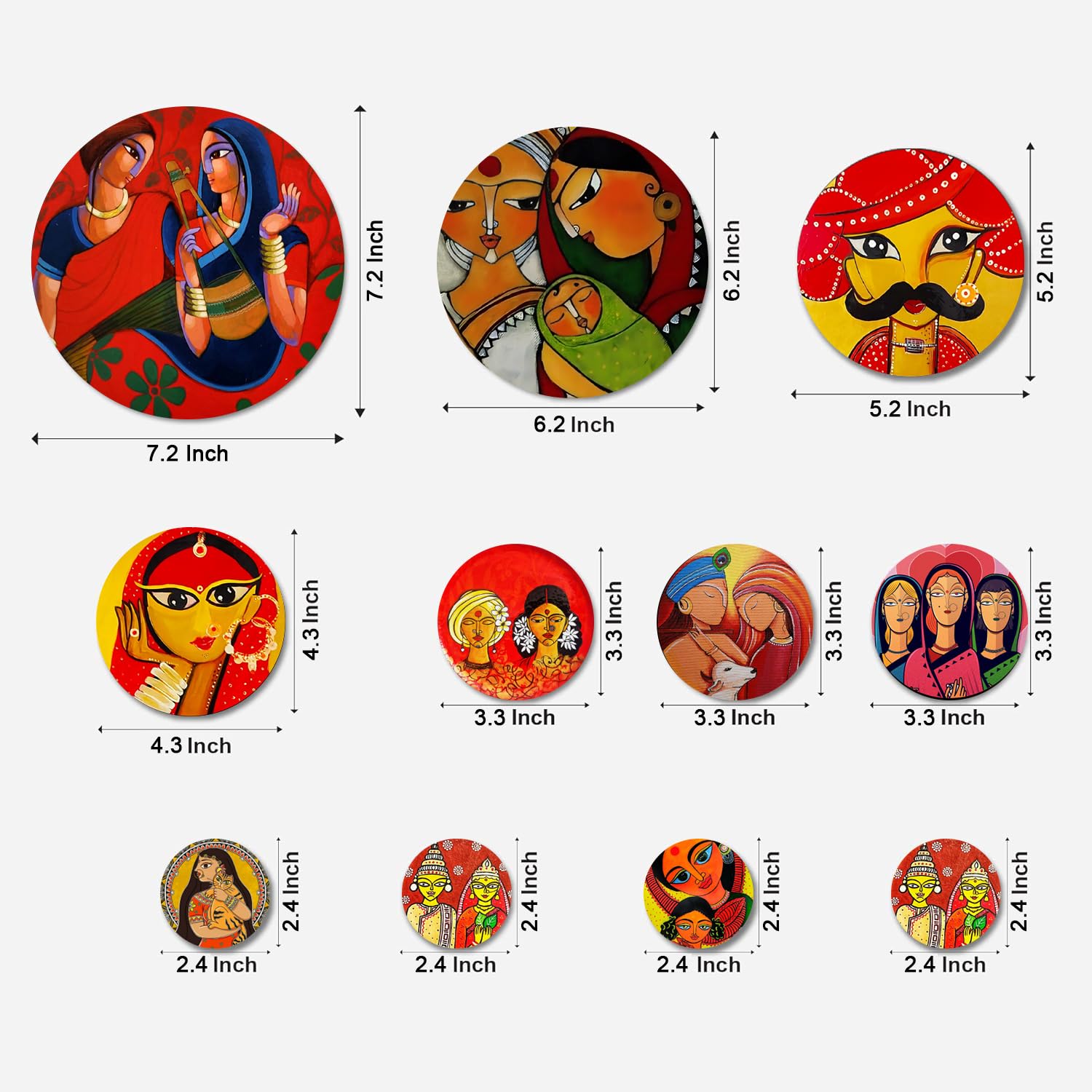 MDF Decorative Artwork Living Room Decoration Item for Home, Office KBC1112 - Pack of 11 Pieces