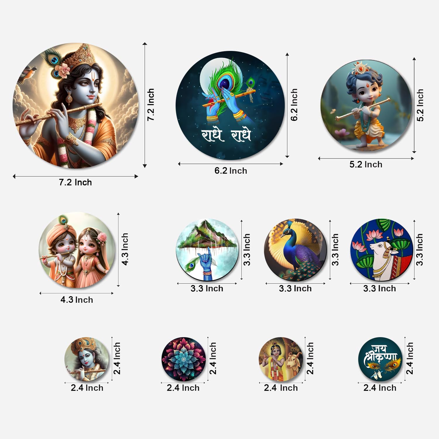 MDF Decorative Artwork Living Room Decoration Item for Home, Office - KBC1105- Pack of 11 Pieces