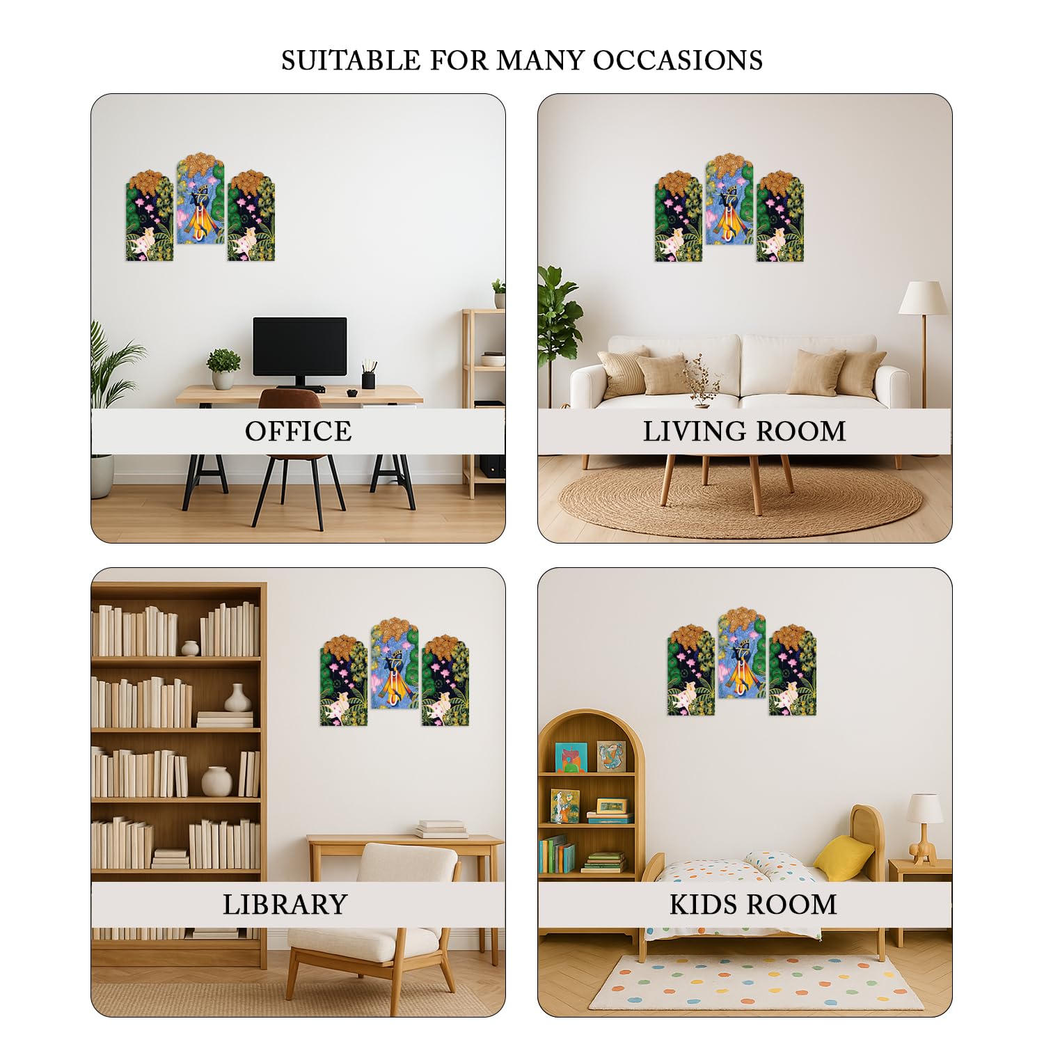 Kanha Wall Decor Hanging Item Living Room- Bedroom - Stylish Modern Artwork Pack of 3 Pieces