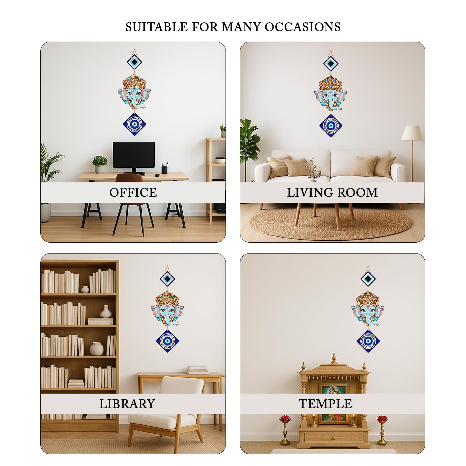 Home Decorative God Ganesha Wall Hanging Art made of MDF for Living Room, Bedroom Decoration