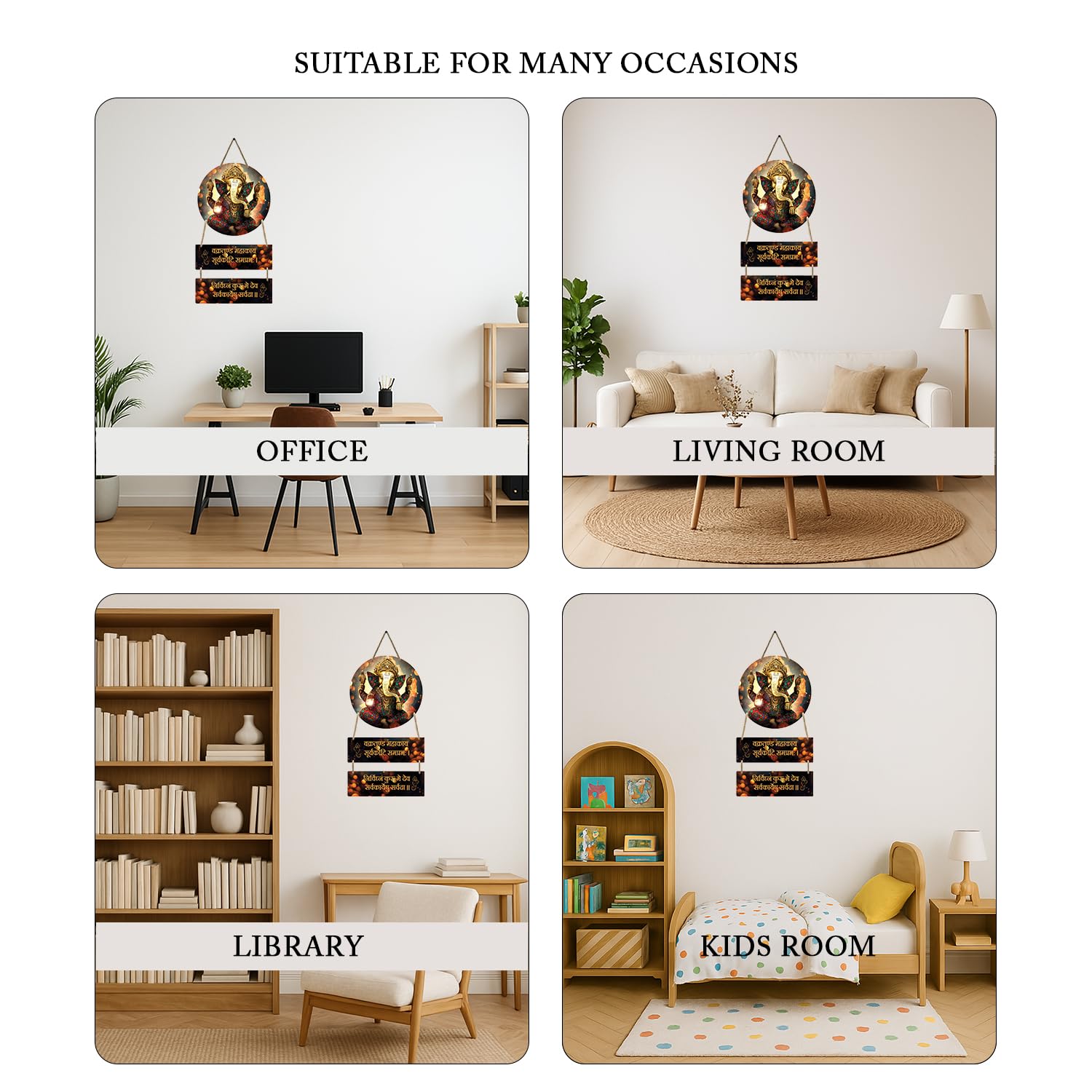 Ganesha Wooden Wall Art Hanging Decoration Item Spiritual Wall Art, 28 Cm