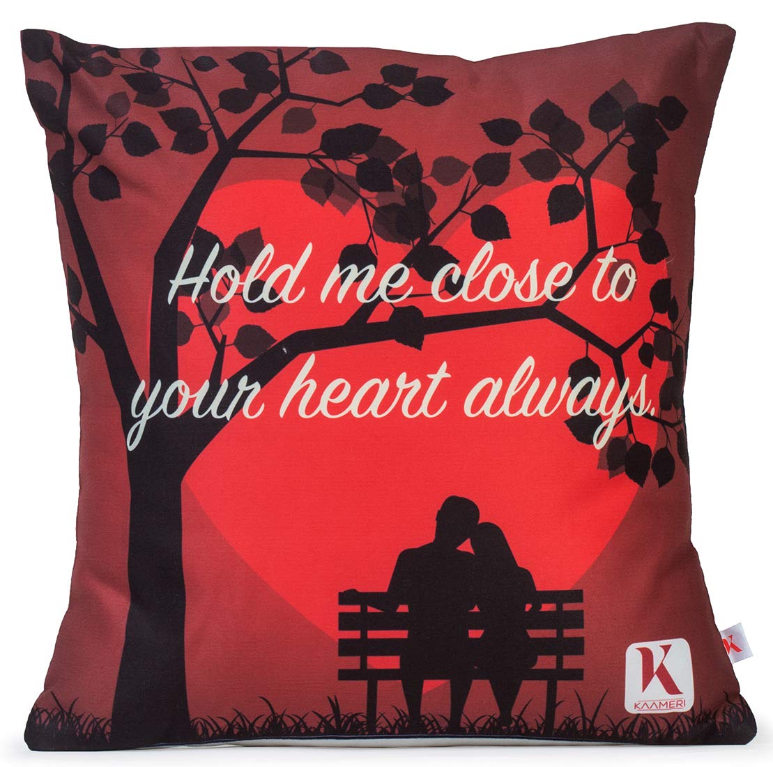 Valentines Day Gift, Hold me Close to Your Heart Always Quote Printed Cushion Cover with Filler(Red 