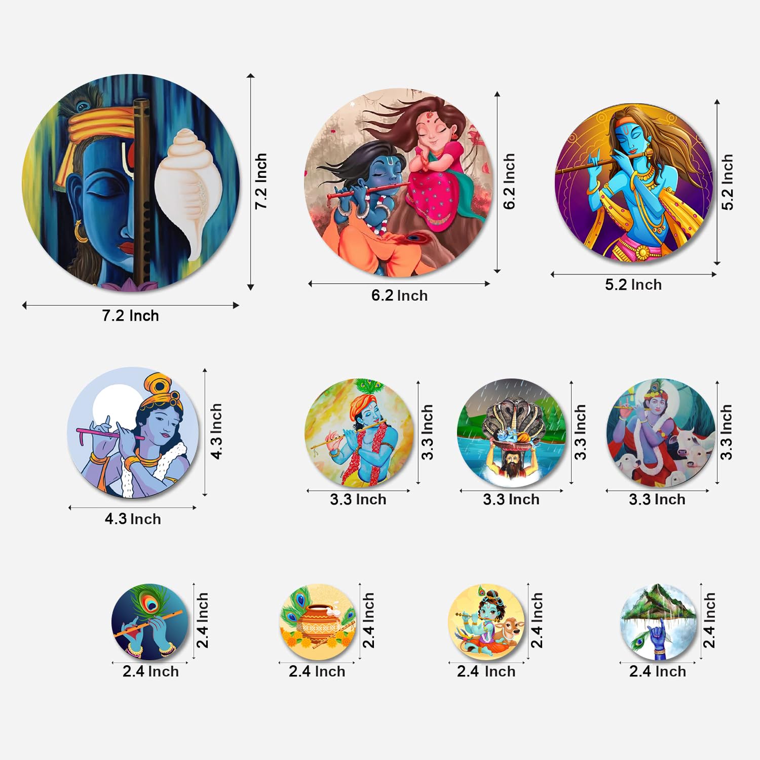 MDF Decorative Artwork Living Room Decoration Item for Home, Office - KBC1103 - Pack of 11 Pieces