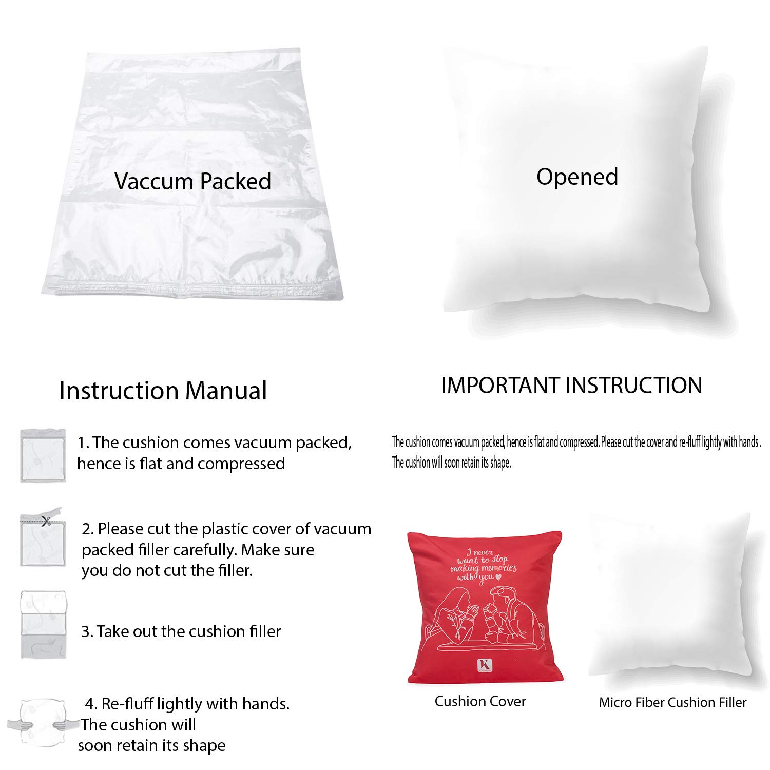 Valentines Day Gift Combo Cushion Cover with Filler(Red 12 x 12) Mug 330 ml and 1 Artificial Rose - 