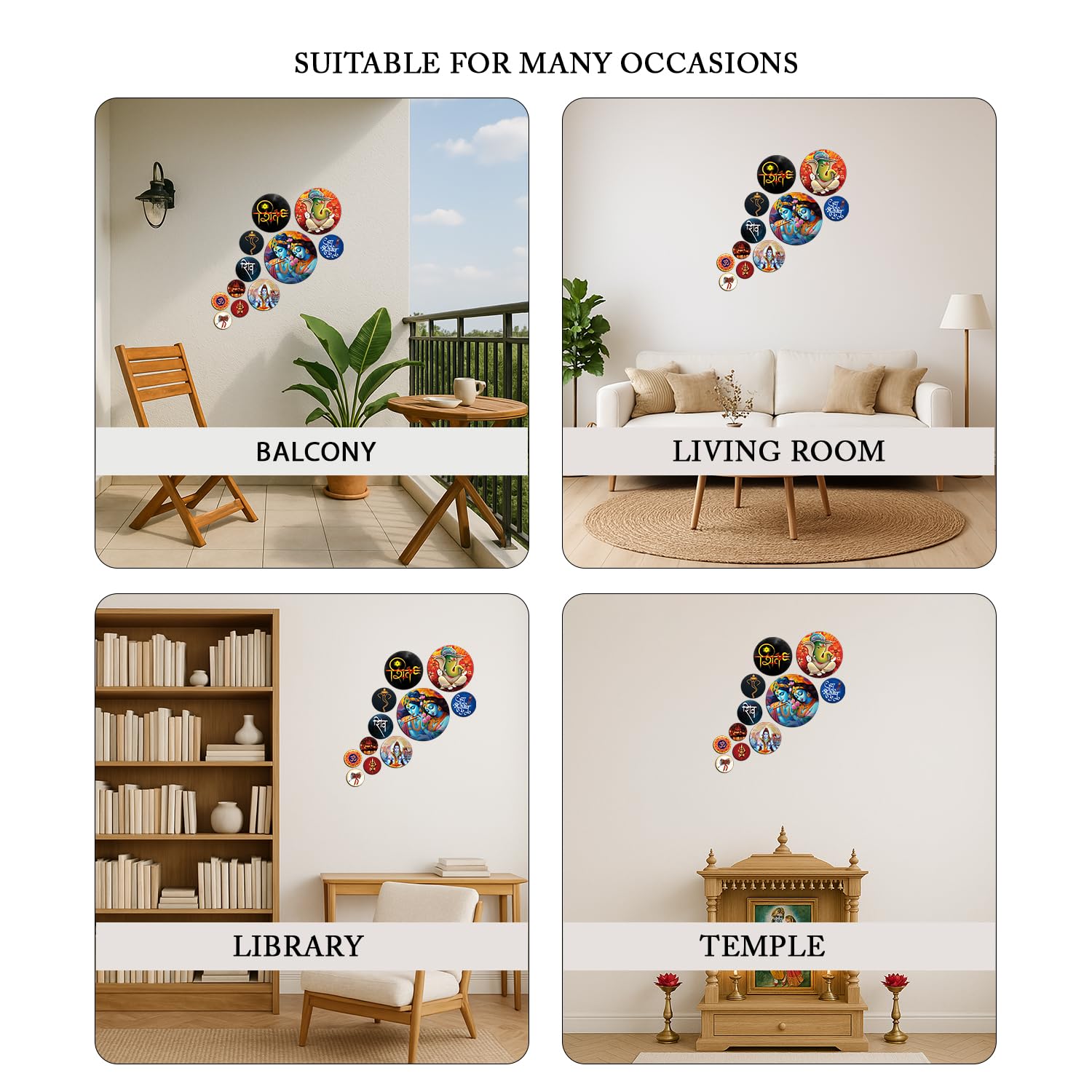 MDF Decorative Artwork Living Room Decoration Item for Home, Office - KBC1123 - Pack of 11 Pieces