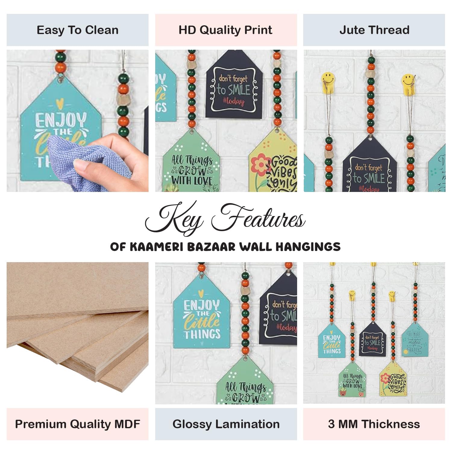 Beaded Wooden Huts set of 5 Quote Decorative Wall Art MDF Wooden Wall Hanger 