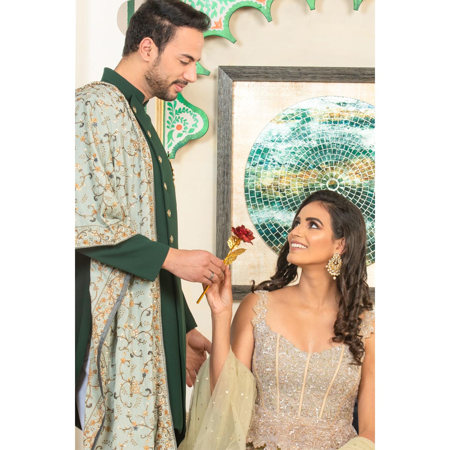 Valentine Red Rose with Heart Shape Greeting Card 