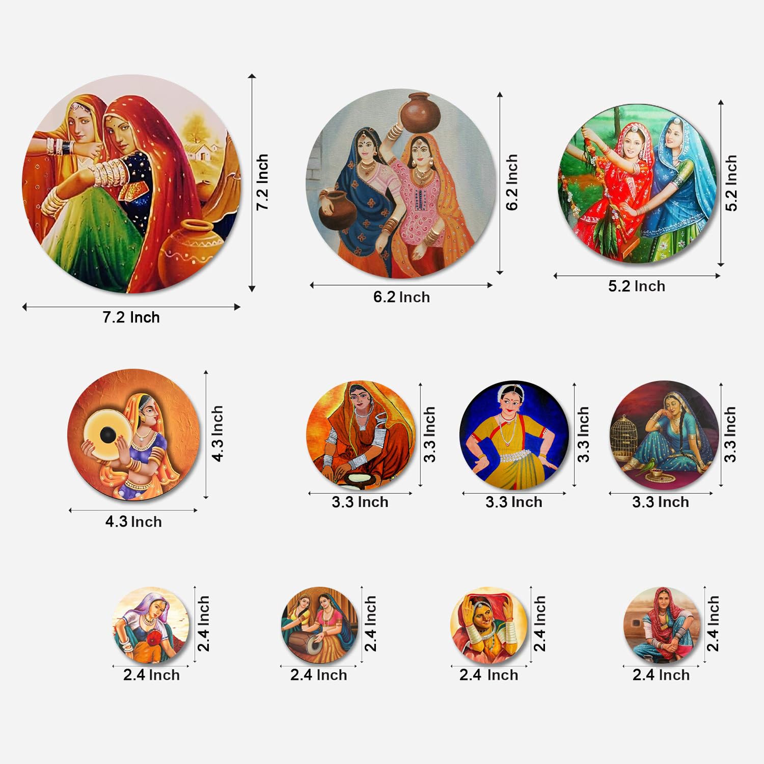 MDF Decorative Artwork Living Room Decoration Item for Home, Office - KBC1113 -Pack of 11 Pieces