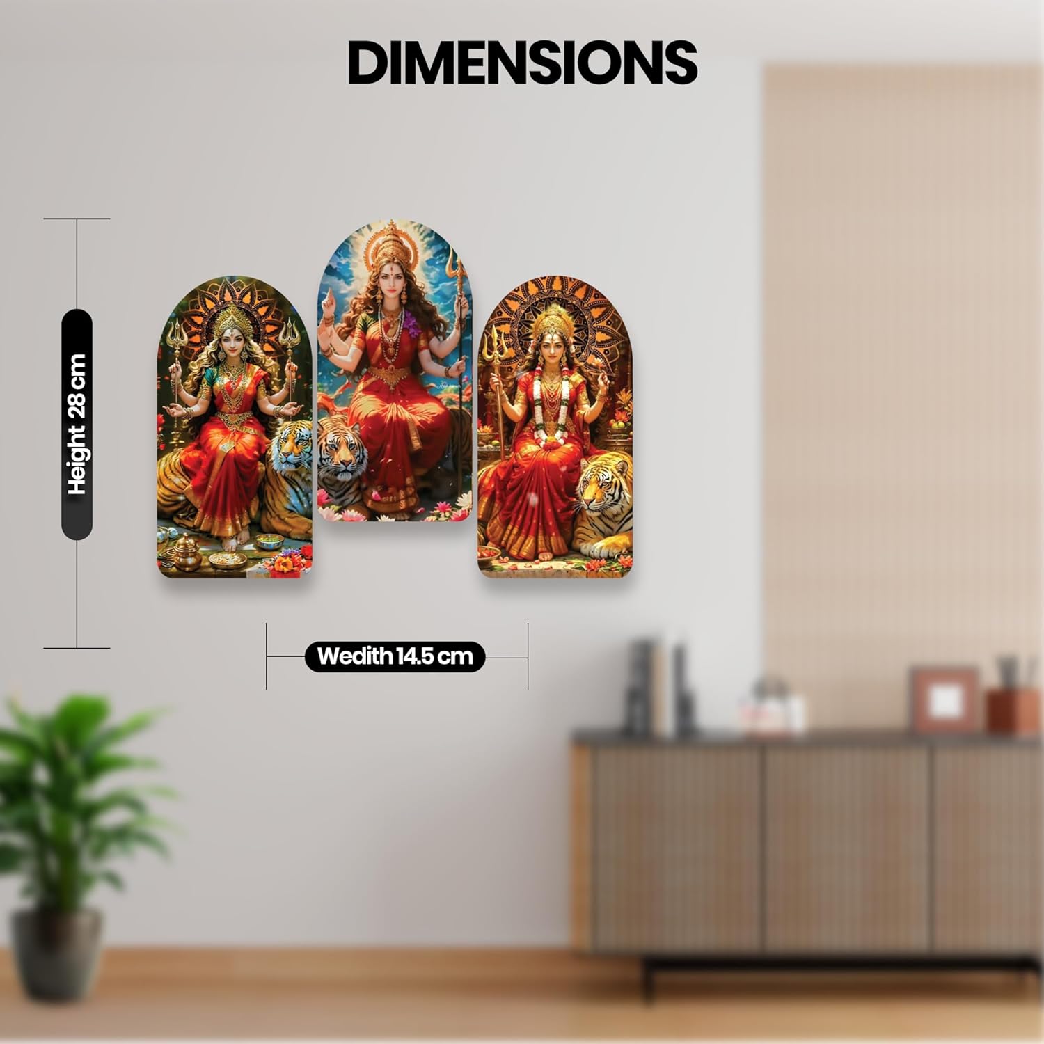 Durga Ma Wall Sculpture  Wooden Frame for Festive Wall Decoration  Handcrafted Wall Hanging Art