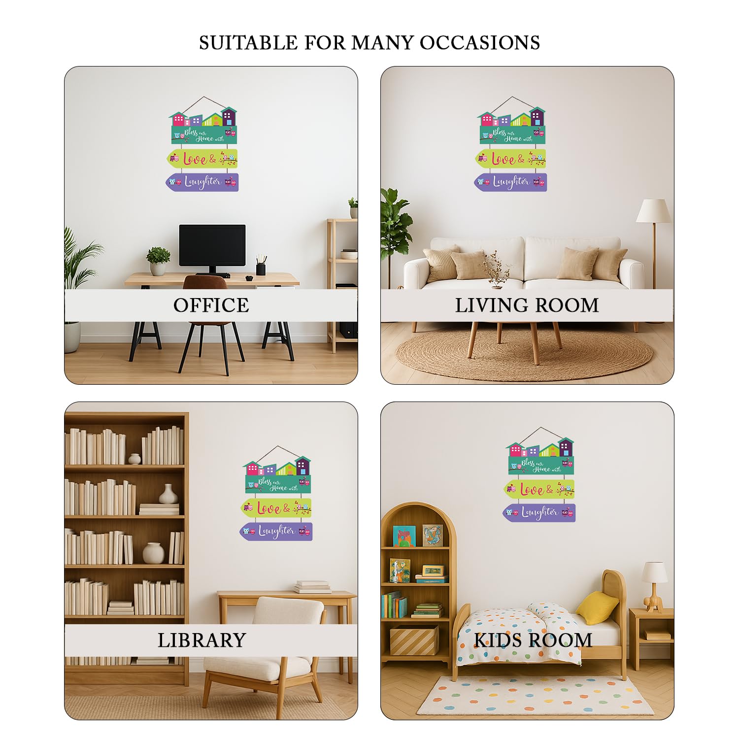 Bless Our Home Quote Decorative Wall Art MDF Wooden Wall Hanger