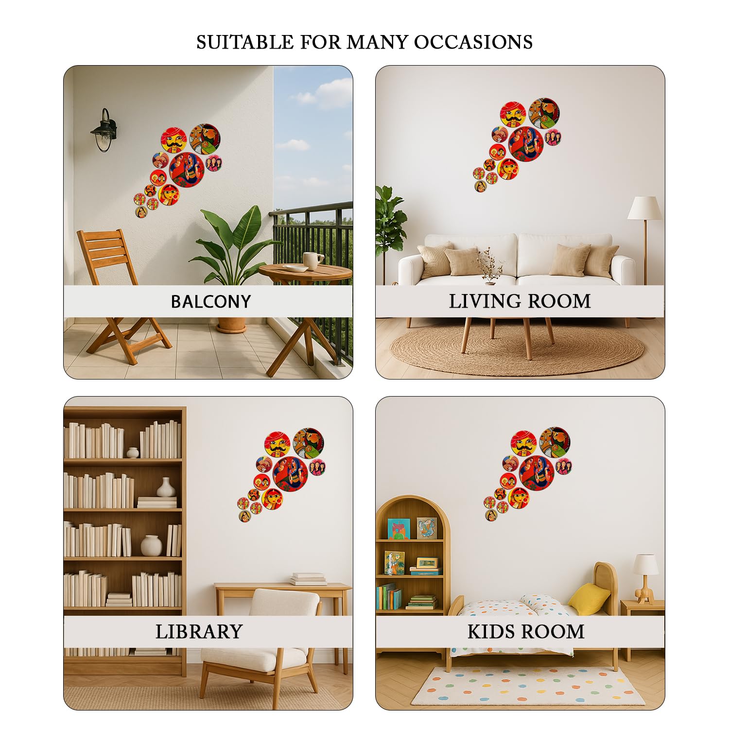 MDF Decorative Artwork Living Room Decoration Item for Home, Office KBC1112 - Pack of 11 Pieces