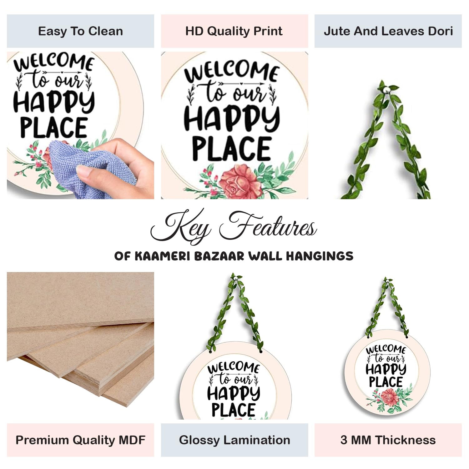 Wooden Wall Hanging Decor - Wall Hanging Decoration Welcome To Our Happy Place