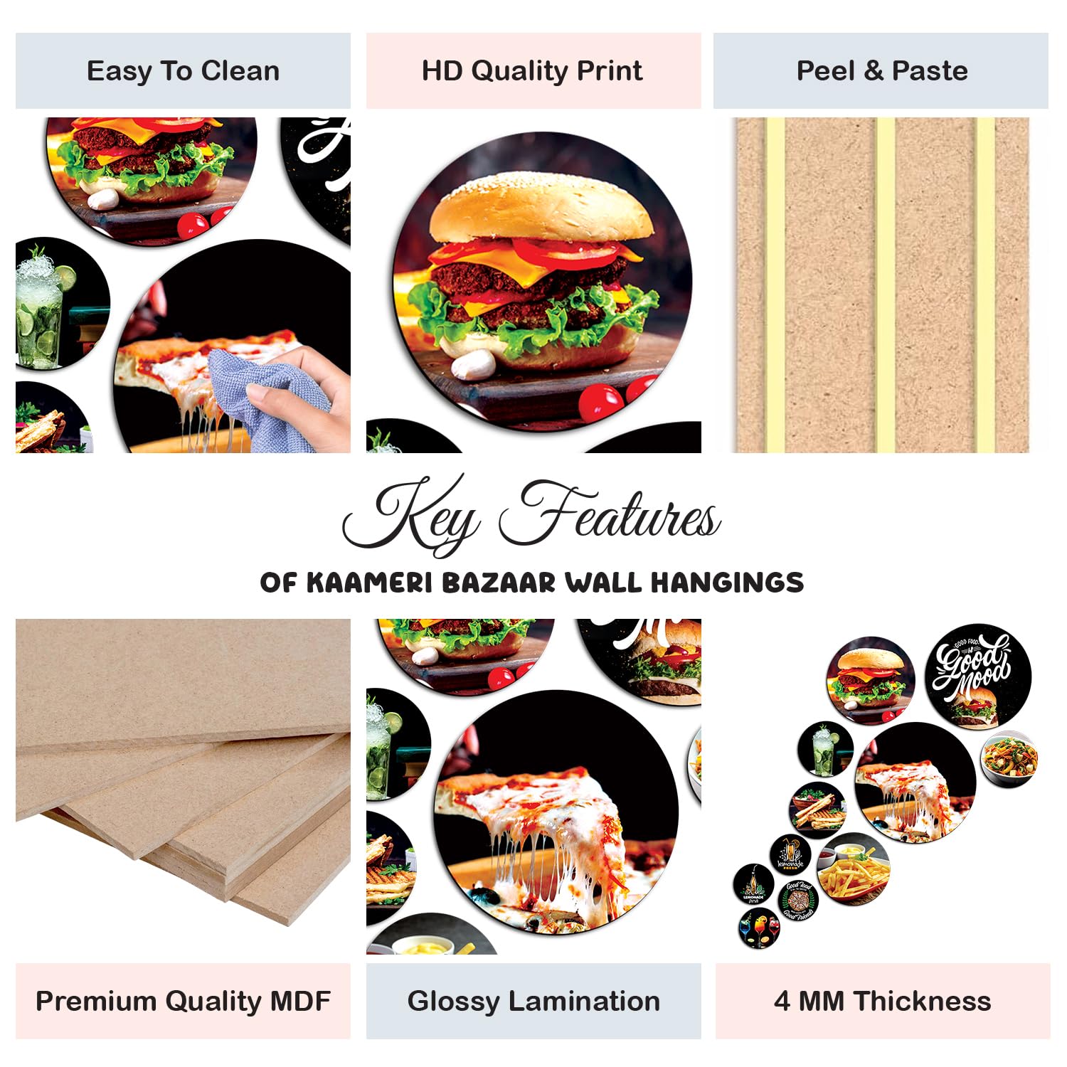 MDF Decorative Artwork Living Room Decoration Item for Home, Office, Room, Balcony Pack of 11 Pieces