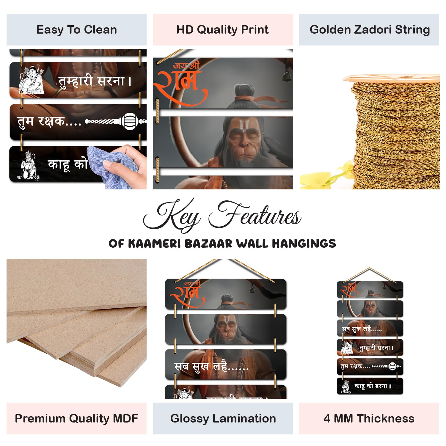 Spiritual Wall Hanging for Living Room - Balcony - God Hanuman - Decorative Wooden Item