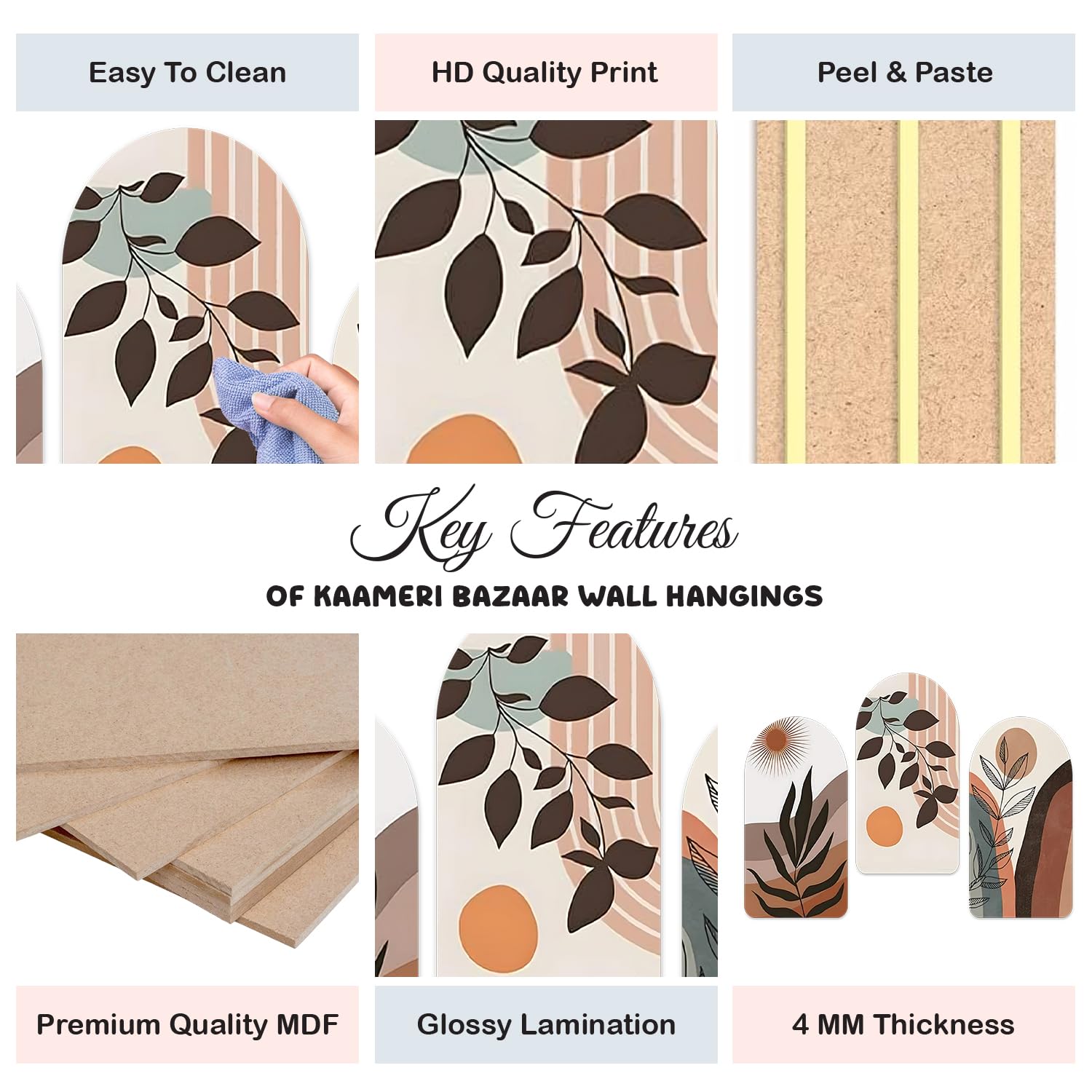 Abstract Plant Boho Botanical Art Print for Home Decor - Office - Gift Pack of 3 Pieces