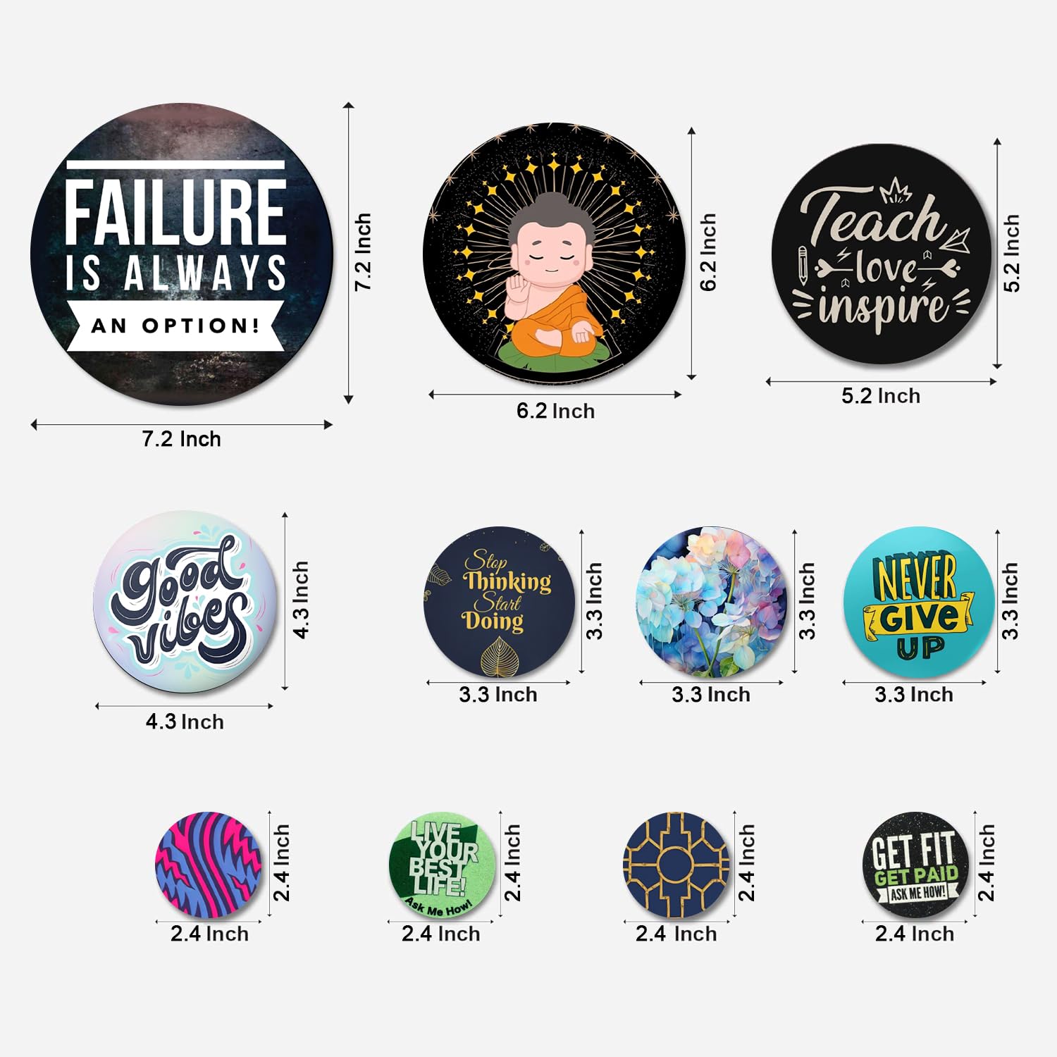 MDF Decorative Artwork Living Room Decoration Item for Home, Office - KBC1125 - Pack of 11 Pieces