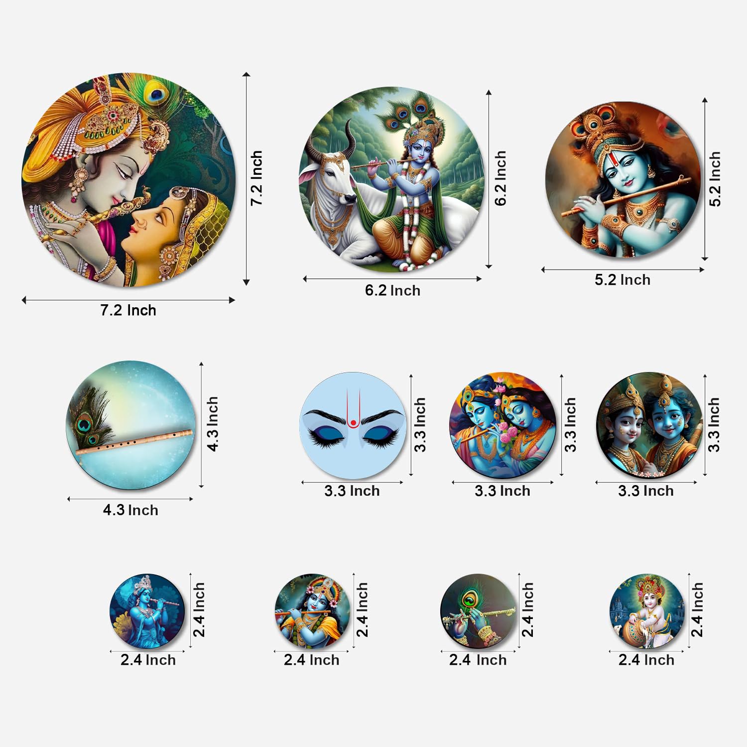 MDF Decorative Artwork Living Room Decoration Item for Home, Office - KBC1102 - Pack of 11 Pieces