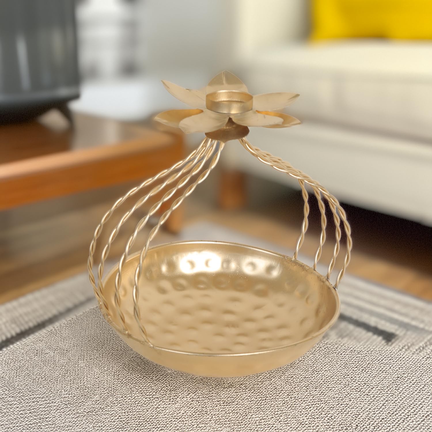 Flower Shape Diya Decorative Urli Bowl for Floating Flowers and Tea Light Candles  Diwali Decoration