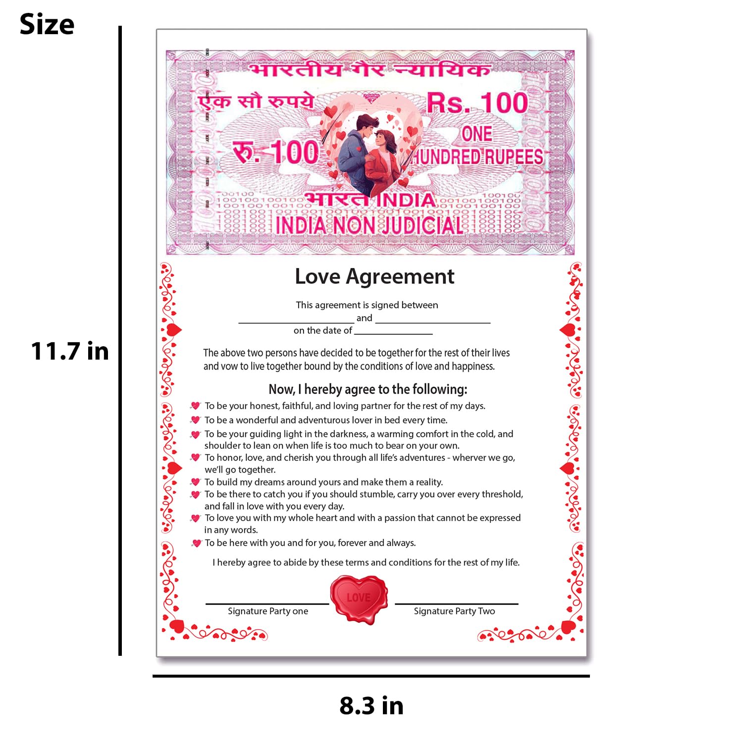 Love Contract Agreement - Certificate Gift for Valentines Day