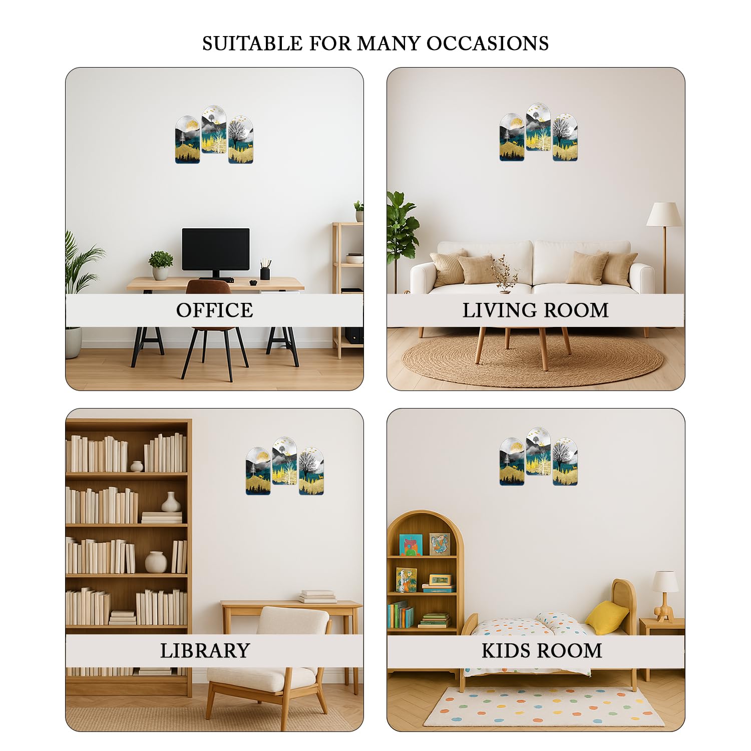 Designer Deer Engineered Wood Wall Hanging Decoration Item for Home Decor Pack of 3 Pieces