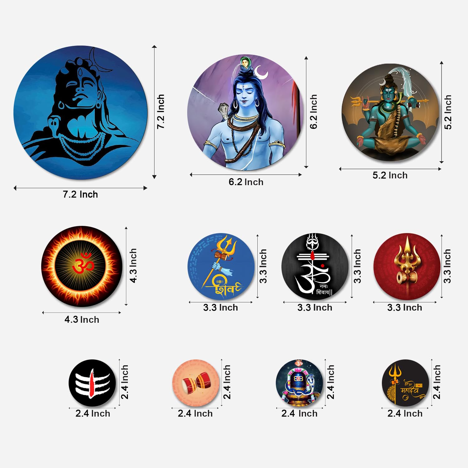 MDF Decorative Artwork Living Room Decoration Item for Home, Office - KBC1108 - Pack of 11 Pieces