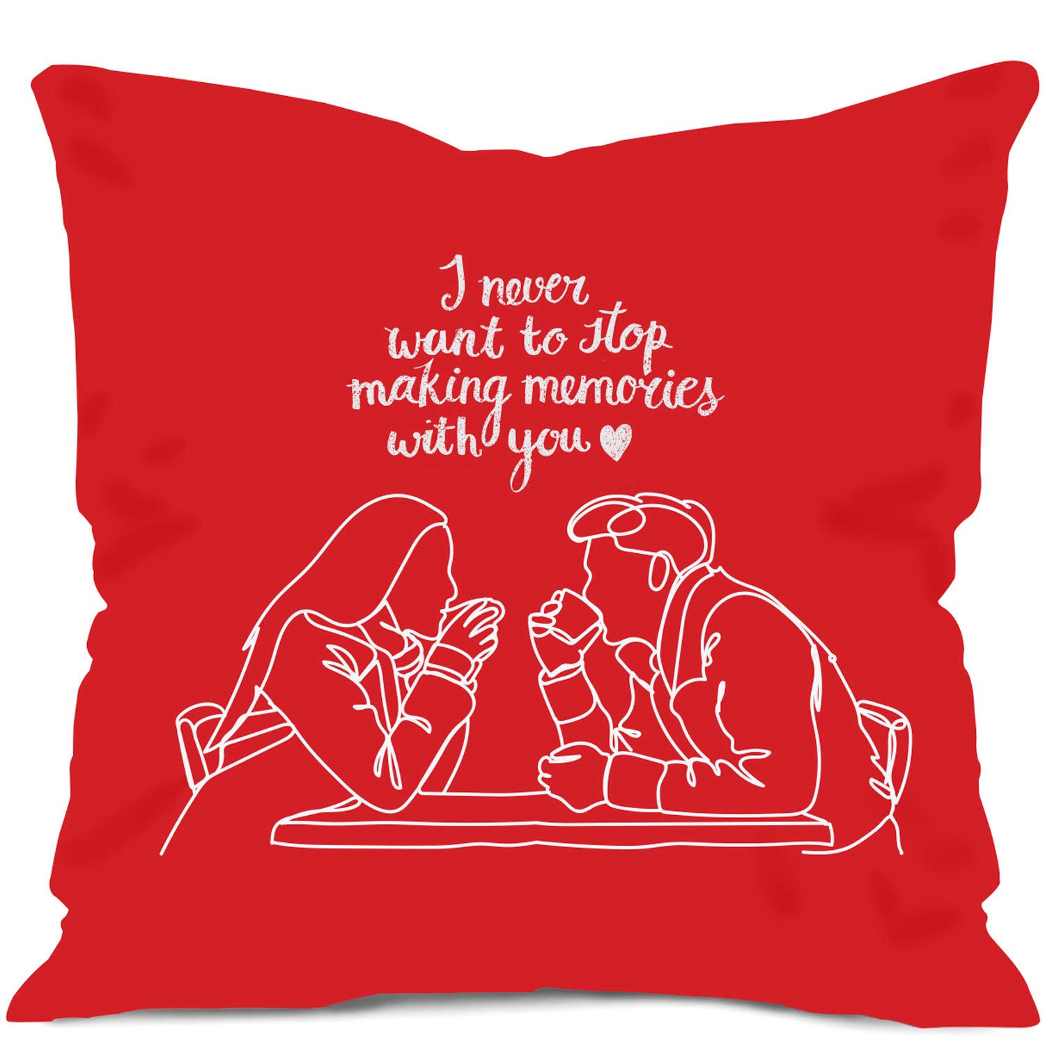 Making Memories Quote Pillow Cushion Cover with Filler 12x12 inches Birthday Gift for Hubby, Wife or
