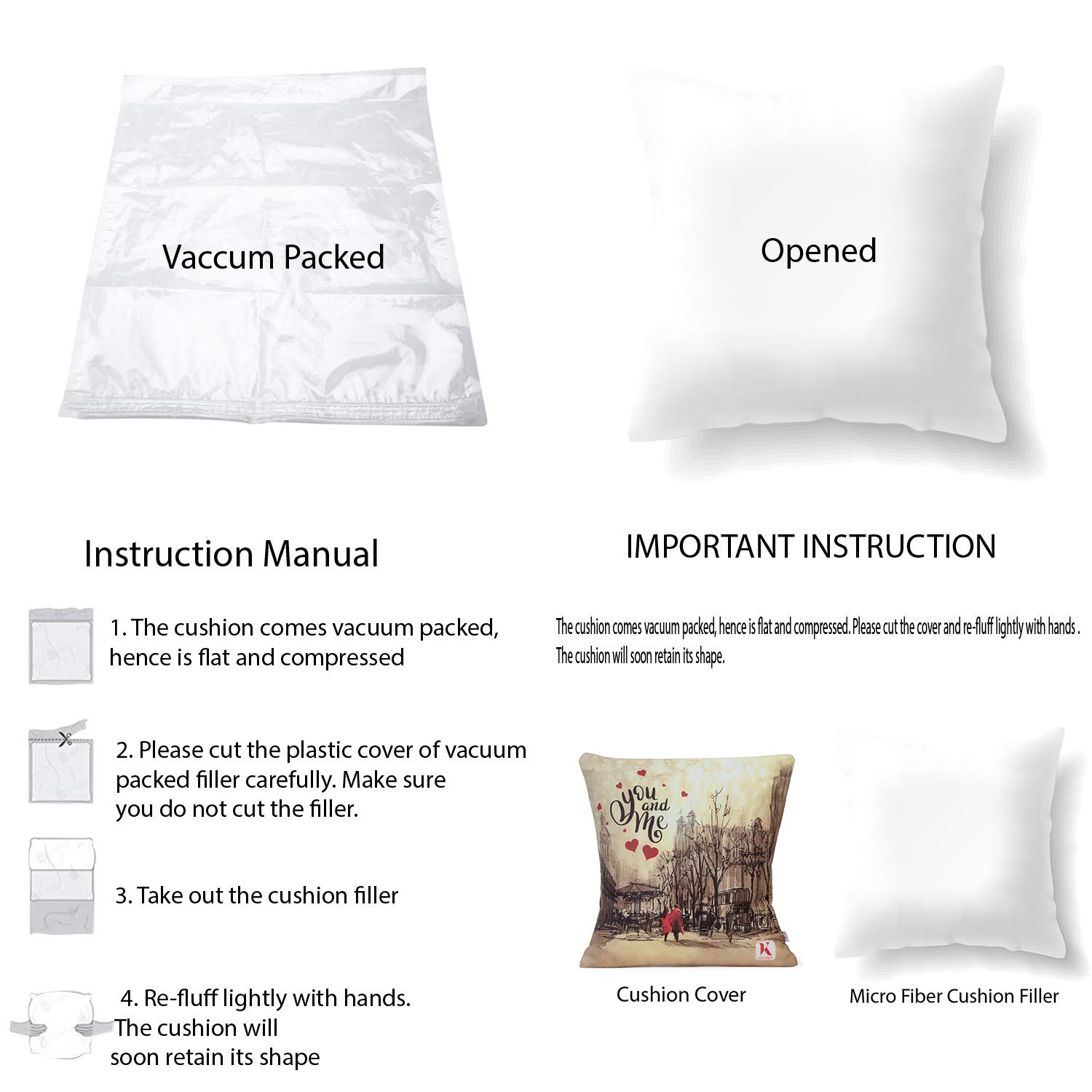 Valentines Day You and me Quote Printed Cushion Cover with Filler(12 x 12) Mug and 1 Artificial Rose