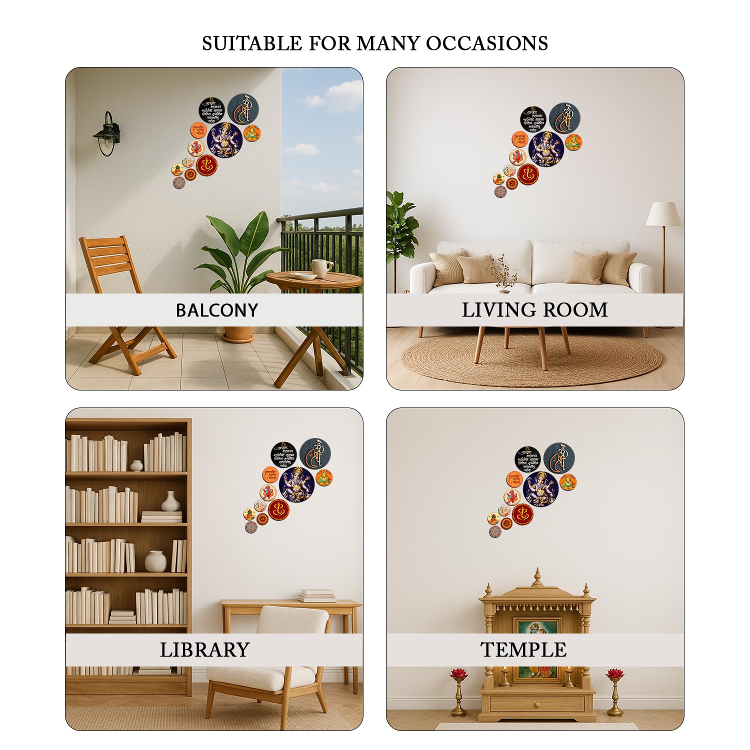 MDF Decorative Artwork Living Room Decoration Item for Home, Office - KBC1107 - Pack of 11 Pieces