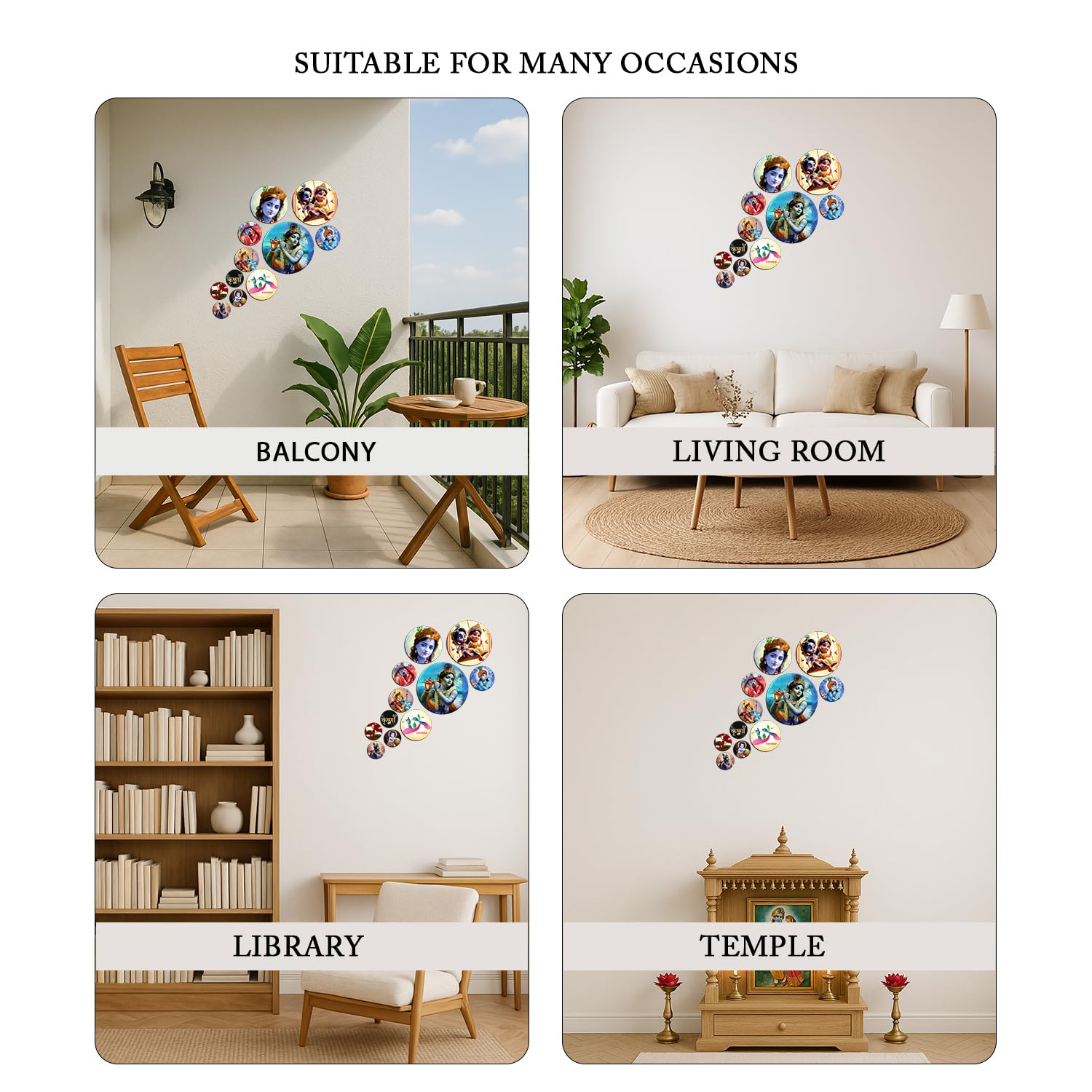 MDF Decorative Artwork Living Room Decoration Item for Home, Office - KBC1104 -Pack of 11 Pieces