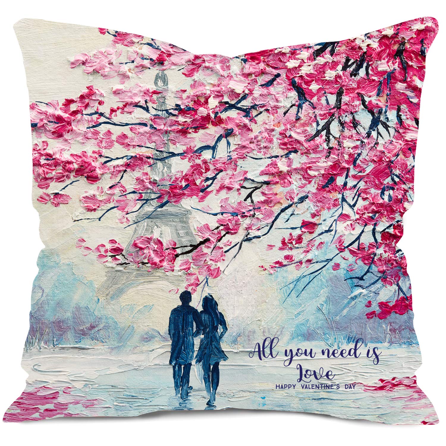 All You Need is Love Quote Pillow Cushion Cover with Filler 12x12 inches Birthday Gift for Hubby, Wi