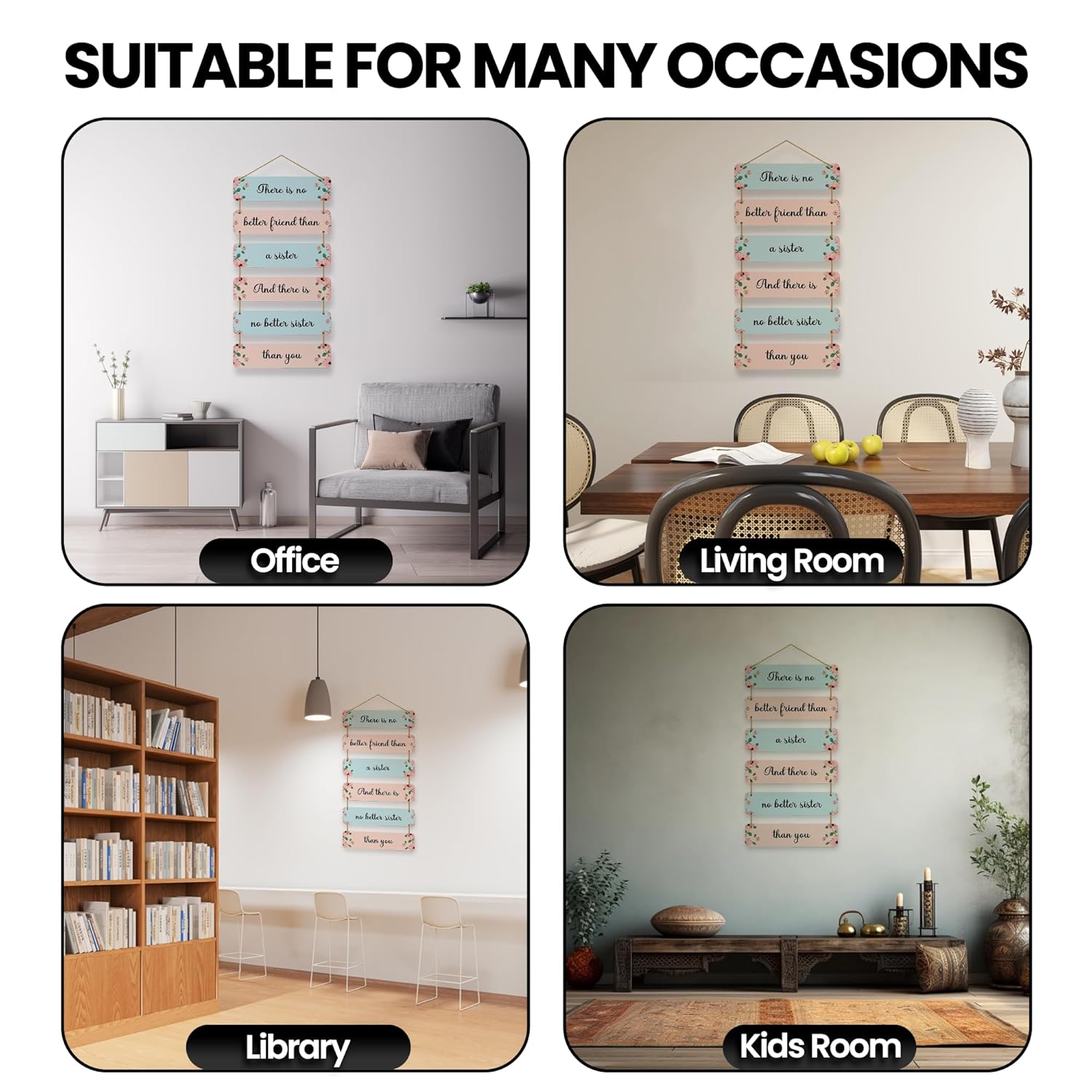 Sister Wall Hanging Sculpture  Wooden Wall Art & Creative Door Hanging Decorative Items