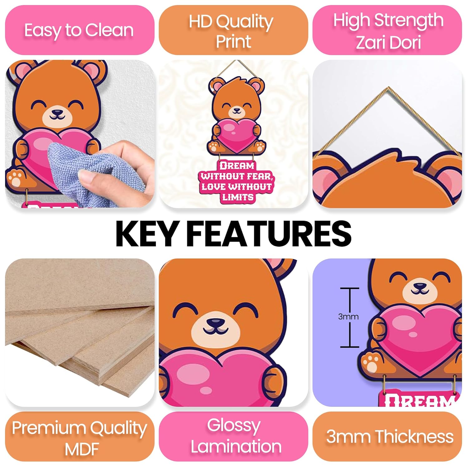 Wooden Door Hanging Decorative Items – Teddy Wall Sculpture