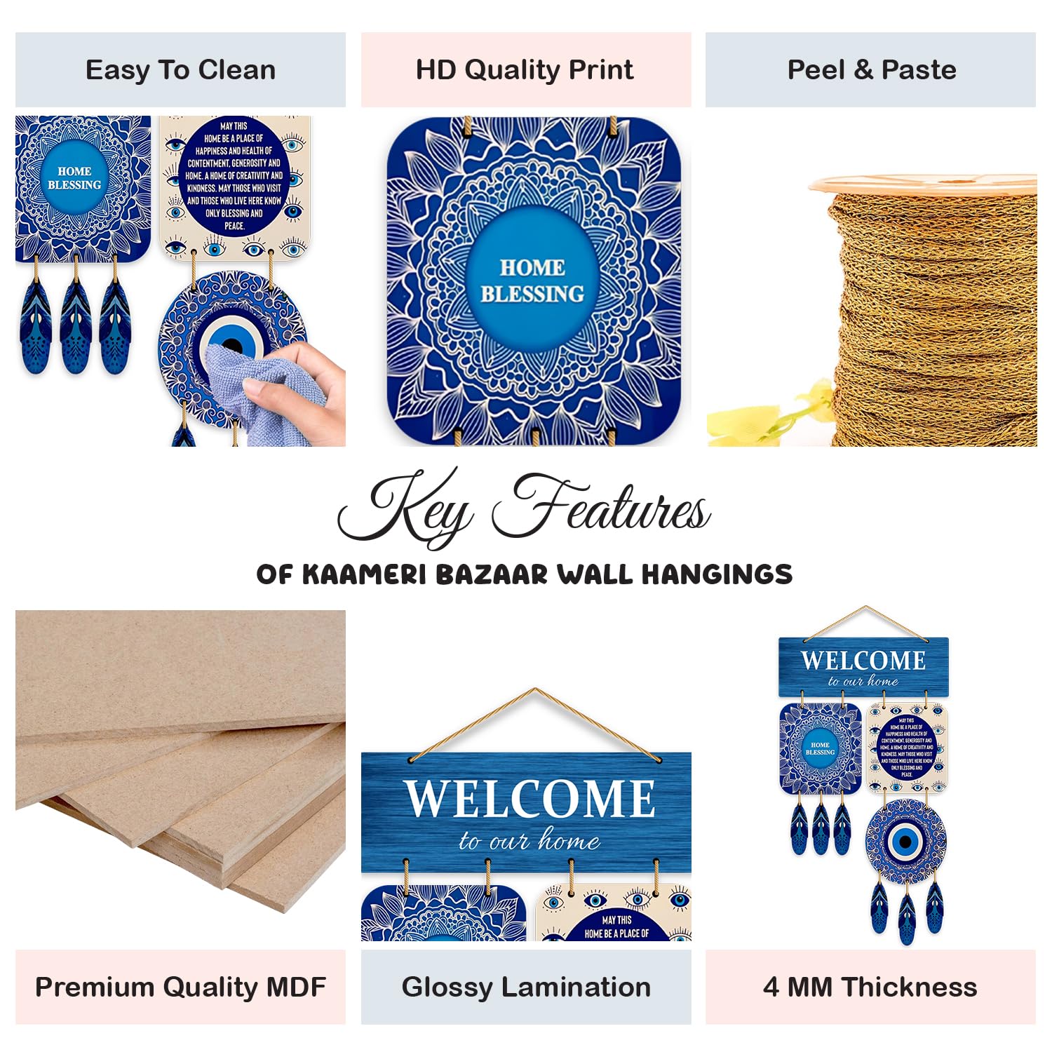 Evil Eye Hanging for Home Entrance, Wall Hanging for Entrance Door and Living Room, Nazar Battu