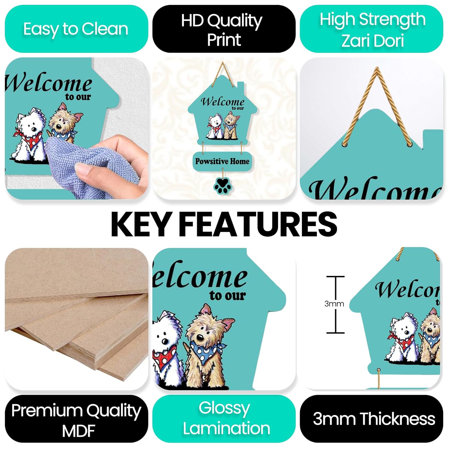 Wooden Door Hanging Dog Wall Sculpture Home Decoration Items